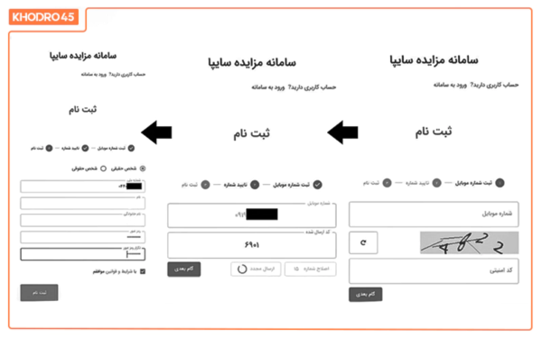 صفحه تکمیل ثبت نام مزایده